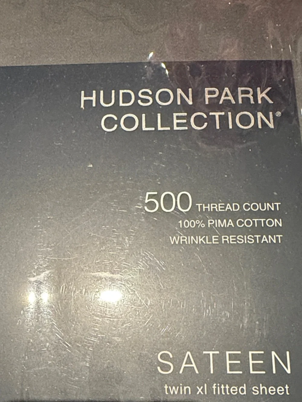 Hudson Park Collection Sateen Twin XL Fitted Sheet - Gray
